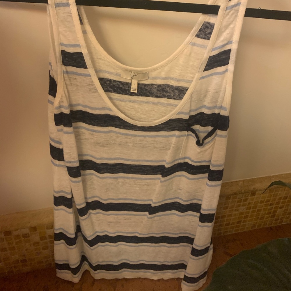 Joie White tank with Navy Stripes